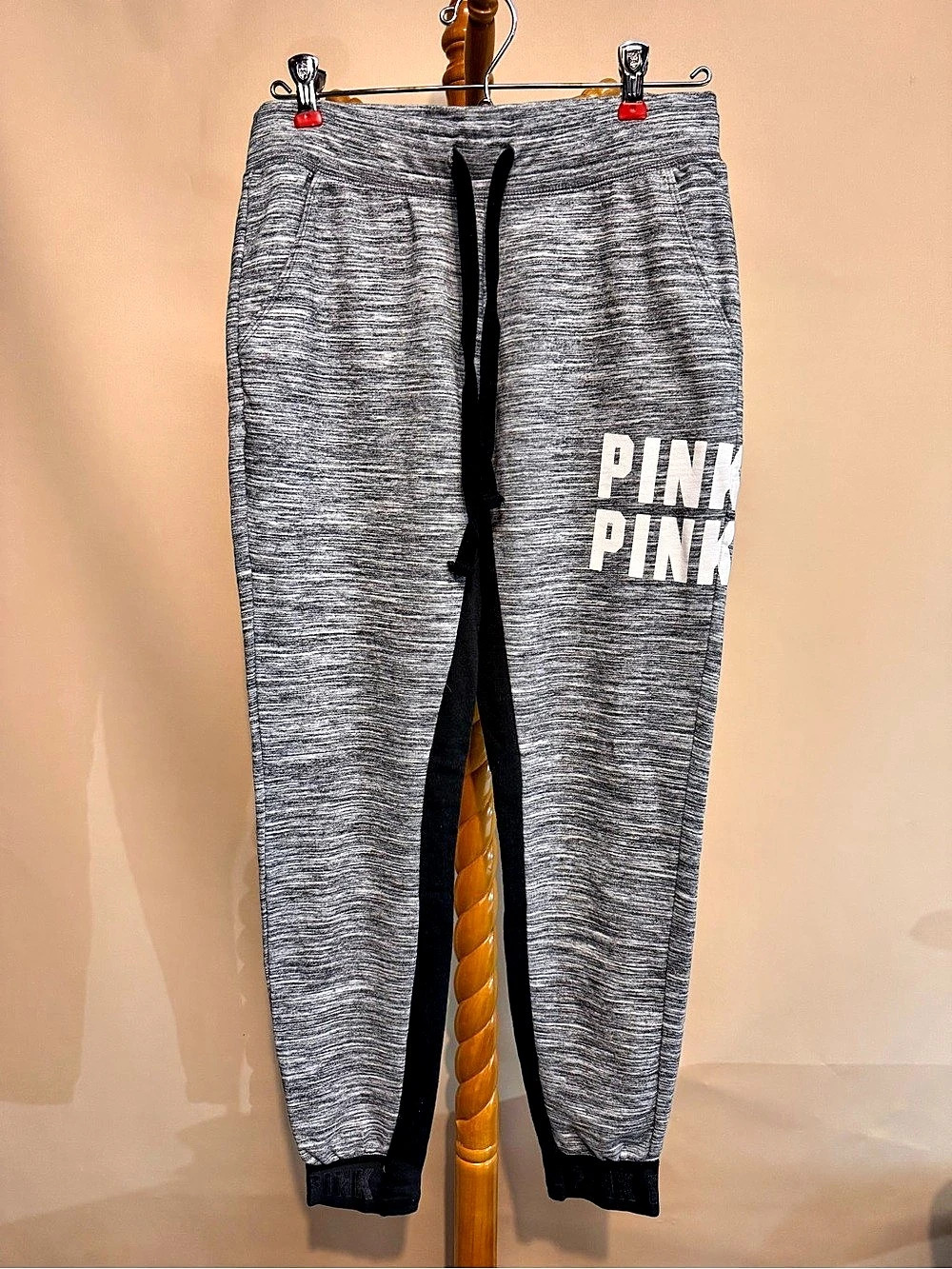 Victoria's Secret PINK Sport Gray & Black Jogger Pants Size Small w Pockets